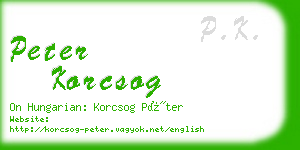 peter korcsog business card